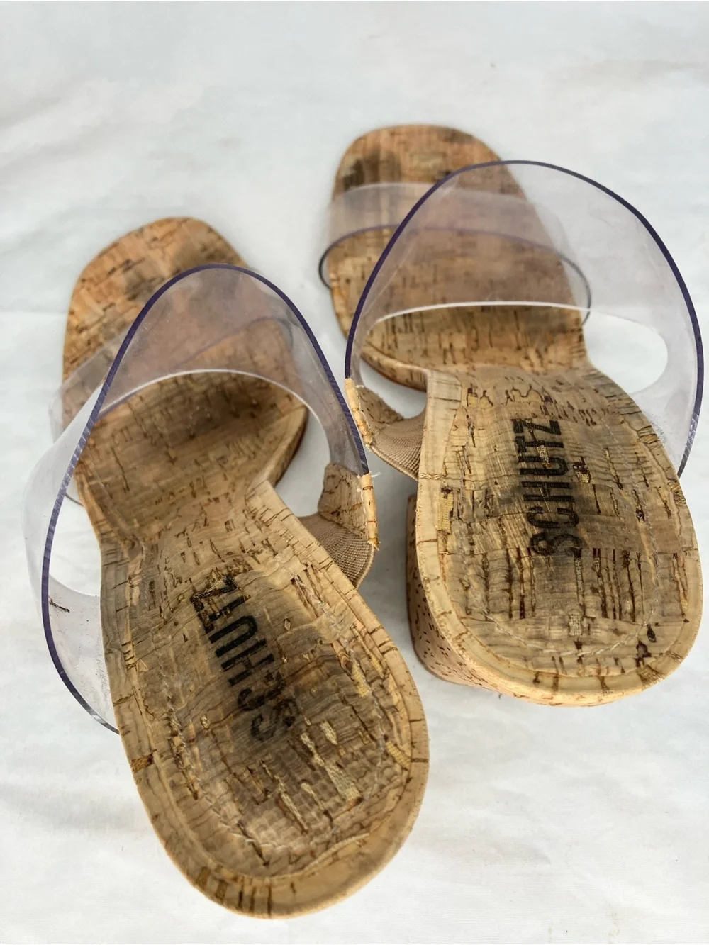 Schutz Victorie clear block heel sandal 8B